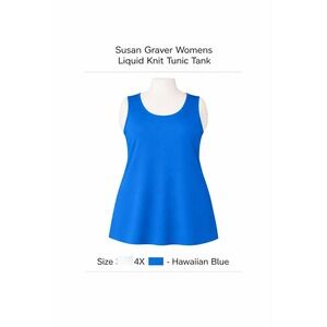 Susan Graver Modern Essentials Liquid Knit Tunic Tank Hawaiian Blue Womens 4X